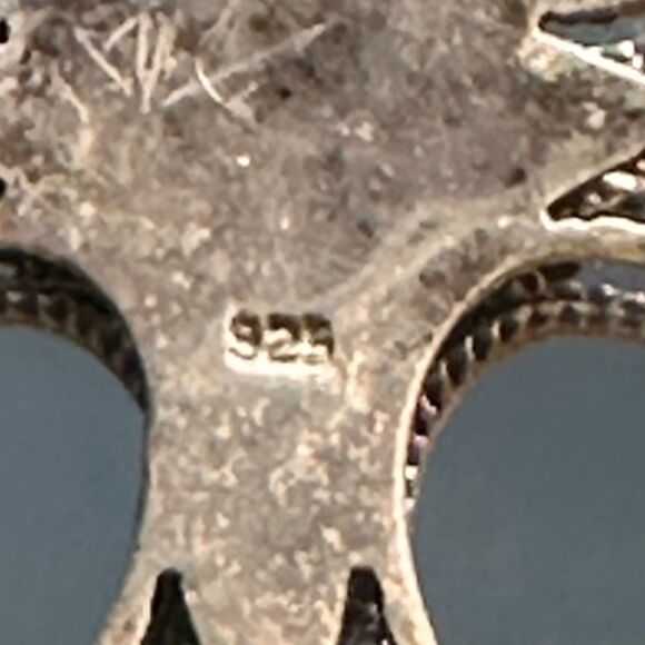 Vintage 925 Silver Cross Drop Wire Earrings - Picture 3 of 4